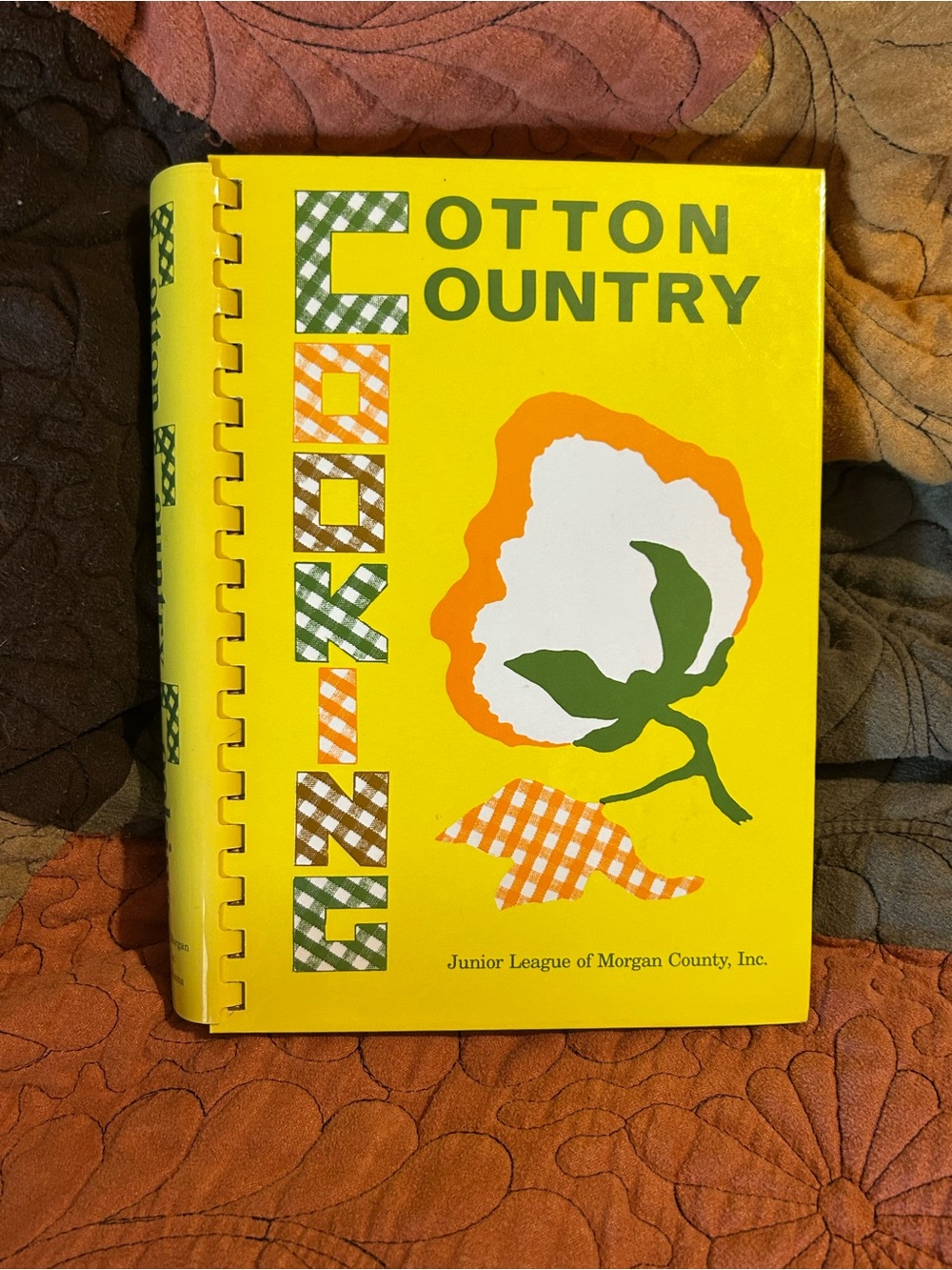 Vintage Cotton Country Cookbook in Bright Yellow with Orange and Green Accents